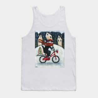 Tuxie Wintery Bicycle Ride Tank Top